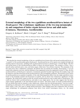 External Morphology of the Two Cypridiform Ascothoracid-Larva