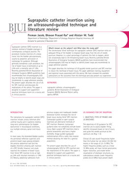 Suprapubic Catheter Insertion Using an Ultrasound-Guided Technique and Literature Review BJUIBJU INTERNATIONAL Preman Jacob , Bhavan Prasad Rai * and Alistair W