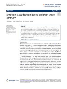 Emotion Classification Based on Brain Wave: a Survey