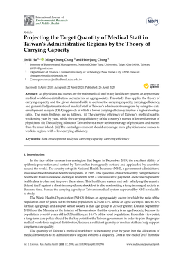 Projecting the Target Quantity of Medical Staff in Taiwan's Administrative Regions by the Theory of Carrying Capacity