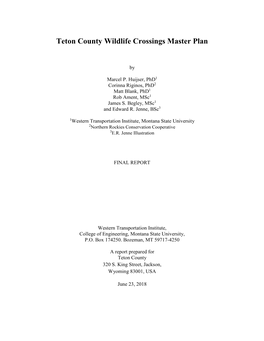 Teton County Wildlife Crossings Master Plan