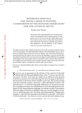 A COMPARISON of the MURASAKI SHIKIBU DIARY and the LETTER of ABUTSU Carolina Negri