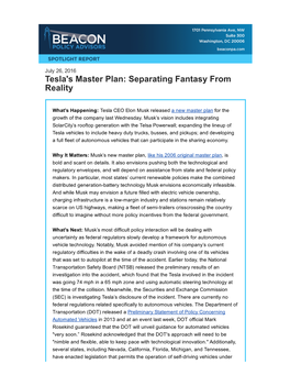 Tesla's Master Plan: Separating Fantasy from Reality