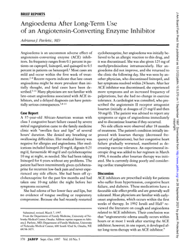 Angioedema After Long-Term Use of an Angiotensin-Converting Enzyme Inhibitor