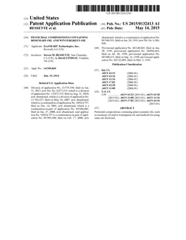 (12) Patent Application Publication (10) Pub. No.: US 2015/0132413 A1 BESSETTE Et Al