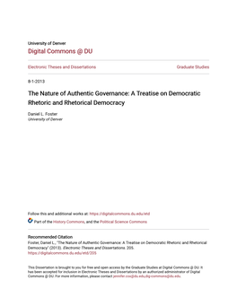 A Treatise on Democratic Rhetoric and Rhetorical Democracy