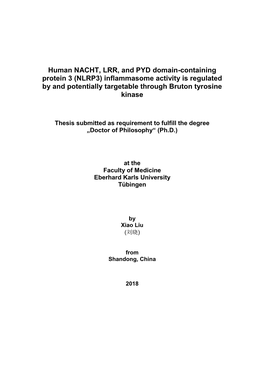 NLRP3) Inflammasome Activity Is Regulated by and Potentially Targetable Through Bruton Tyrosine Kinase