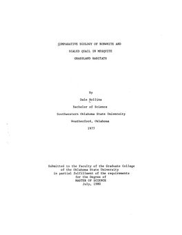 ROLLINS, D. 1980. Comparative Ecology of Bobwhite and Scaled Quail In