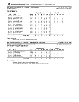 Binghamton Senators: Player Profile (Doornbosch #2 and Englund #6)