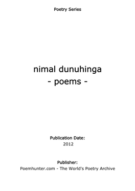 Nimal Dunuhinga - Poems