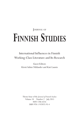 Finnish Studies Volume 18 Number 2 July 2015 ISSN 1206-6516 ISBN 978-1-937875-95-4