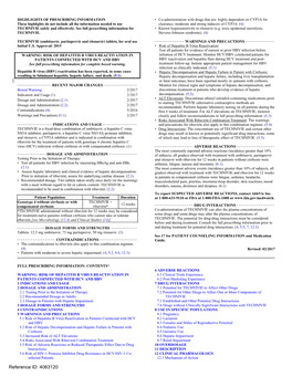 TECHNIVIE (Ombitasvir, Paritaprevir and Ritonavir) Tablets, for Oral Use WARNINGS and PRECAUTIONS Initial U.S