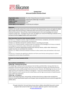 Exploring the Gilded Age of Sculpture Length of Lesson 1-3 Class Grade Levels 9-12 Lesson Type (Pre/During/Post) Pre/During Visit And/Post