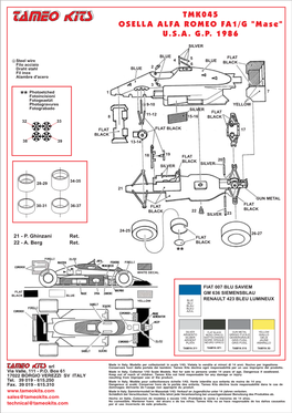 TMK045 OSELLA ALFA ROMEO FA1/G 