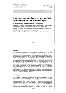 Land-Use Change Effects on Soil Quality in Montilla-Moriles DO, Southern Spain