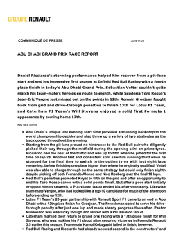 Abu Dhabi Grand Prix Race Report