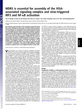 Associated Signaling Complex and Virus-Triggered IRF3 and NF-Κb Activation