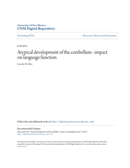 Atypical Development of the Cerebellum : Impact on Language Function Lynette M