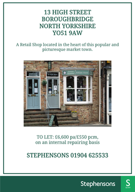 13 High Street Boroughbridge North Yorkshire Yo51 9Aw