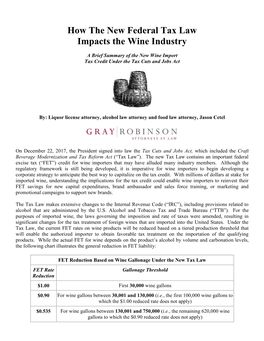 How the New Federal Tax Law Impacts the Wine Industry