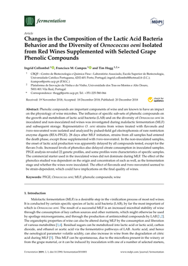 Changes in the Composition of the Lactic Acid Bacteria Behavior And