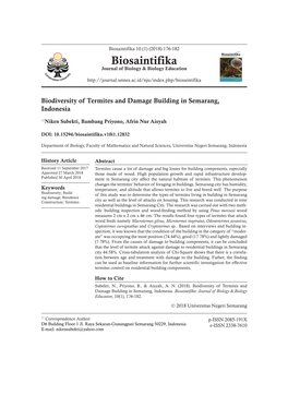 Biodiversity of Termites and Damage Building in Semarang, Indonesia