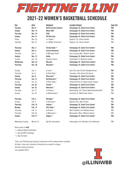 2021-22 Women's Basketball Schedule @Illiniwbb
