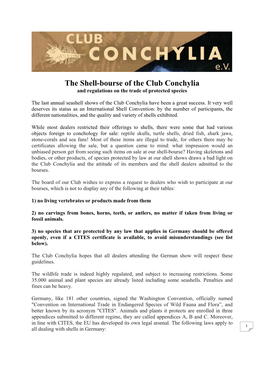 The Shell-Bourse of the Club Conchylia and Regulations on the Trade of Protected Species