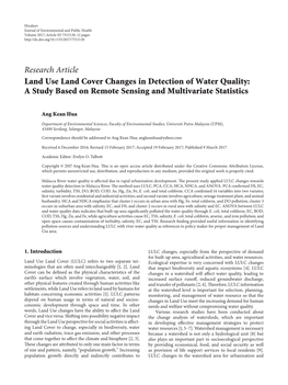 A Study Based on Remote Sensing and Multivariate Statistics