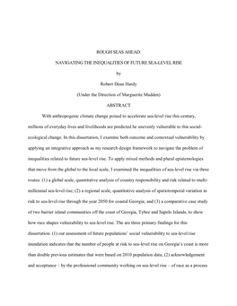 ROUGH SEAS AHEAD: NAVIGATING the INEQUALITIES of FUTURE SEA-LEVEL RISE by Robert Dean Hardy (Under the Direction of Marguerite M