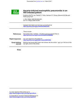 Induced Eosinophilic Pneumonitis in an Ascaris