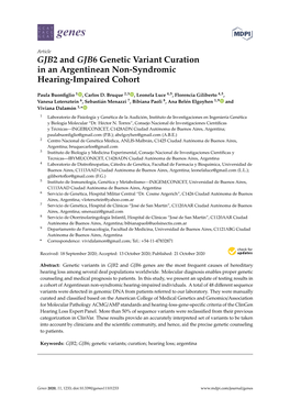 GJB2 and GJB6 Genetic Variant Curation in an Argentinean Non-Syndromic Hearing-Impaired Cohort