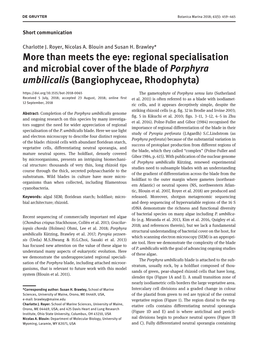 Regional Specialisation and Microbial Cover of the Blade of Porphyra