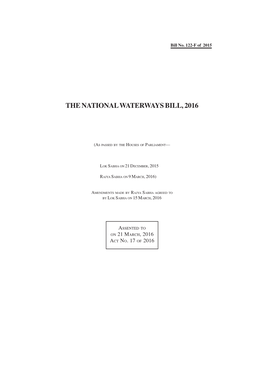 The National Waterways Bill, 2016