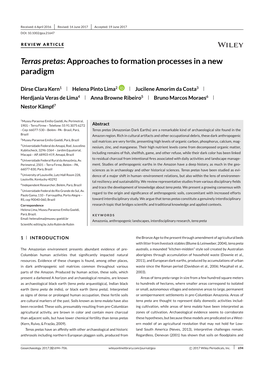 Terras Pretas: Approaches to Formation Processes in a New Paradigm