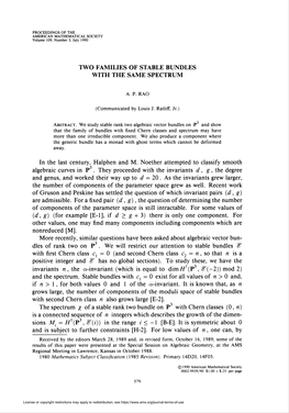 TWO FAMILIES of STABLE BUNDLES with the SAME SPECTRUM Nonreduced [M]