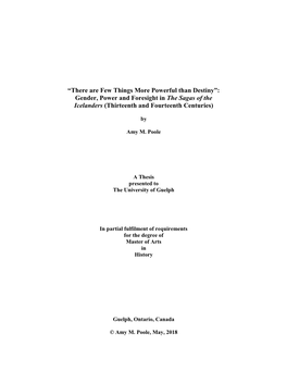 Gender, Power and Foresight in the Sagas of the Icelanders (Thirteenth and Fourteenth Centuries)