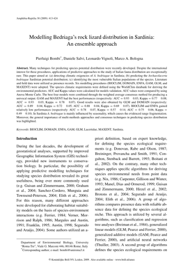 Modelling Bedriaga's Rock Lizard Distribution in Sardinia