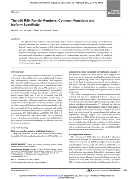 The P90 RSK Family Members: Common Functions and Isoform Speciﬁcity