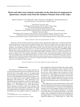 Boron and Other Trace Element Constraints on the Slab-Derived Component in Quaternary Volcanic Rocks from the Southern Volcanic Zone of the Andes