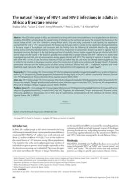 The Natural History of HIV-1 and HIV-2 Infections in Adults in Africa: a Literature Review Shabbar Jaffar,1, 2 Alison D