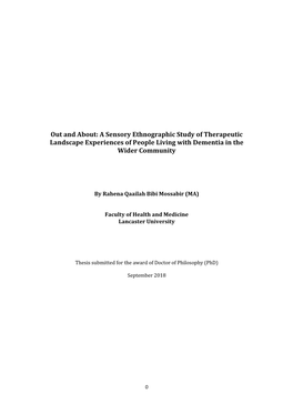 A Sensory Ethnographic Study of Therapeutic Landscape Experiences of People Living with Dementia in the Wider Community