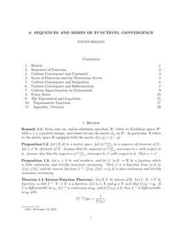 Sequences and Series of Functions, Convergence, Power Series