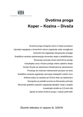 Dvotirna Proga Koper – Kozina – Divača