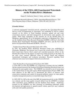 History of the USDA-ARS Experimental Watersheds on The