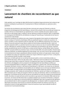 Lancement De Chantiers De Raccordement Au Gaz Naturel