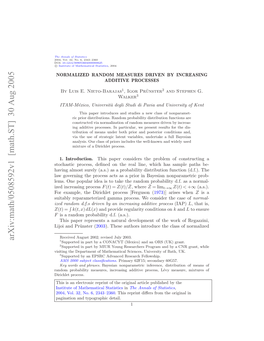 Normalized Random Measures Driven by Increasing Additive Processes