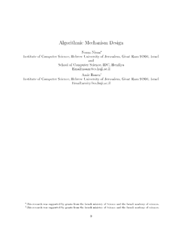 Algorithmic Mechanism Design