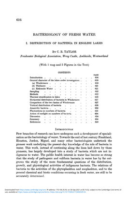 Bacteriology of Fresh Water: I. Distribution of Bacteria in English