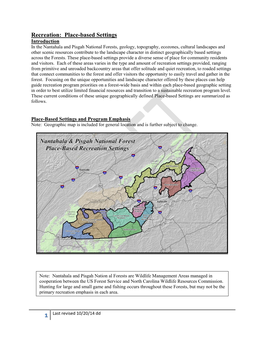 Recreation: Place-Based Settings